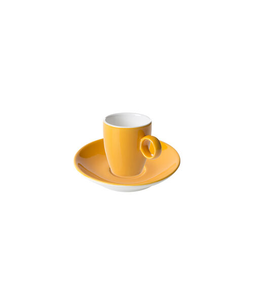 Espressokop en schotel Bart Colour Cafe 6.5 cl - 11 cm Oranje Porselein 2 stuks