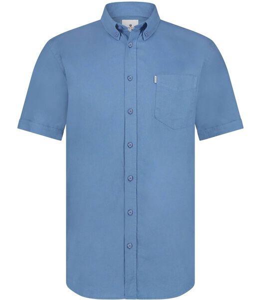 Short Sleeve Overhemd Linnen Blauw