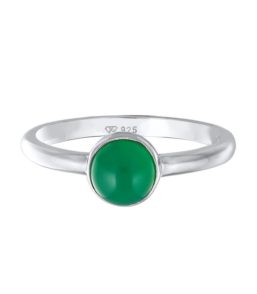 Ring Elli Premium Ring Dames Eenzaam Basis Groen Met Agaat Edelsteen In 925 Sterling Zilver Gerhodineerd