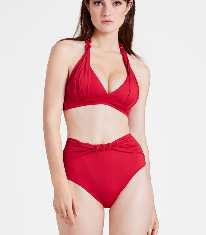 Bikinibroekje met hoge taille OCEAN CRUISE Rouge Cerise image number 2