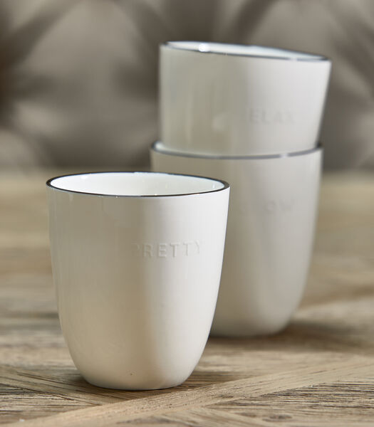 Koffiemokken, Drinkmokken - Pretty - Wit - Met tekst - 2 stuks