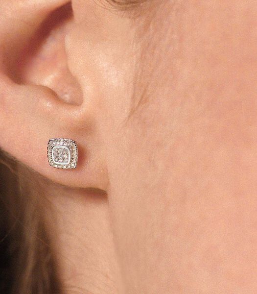 Boucles d'oreilles Or Blanc et Diamants 0,15 carat "SWEE