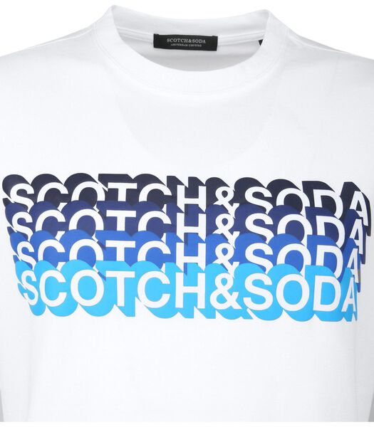 Scotch & Soda T-Shirt Logo Illustration Blanc