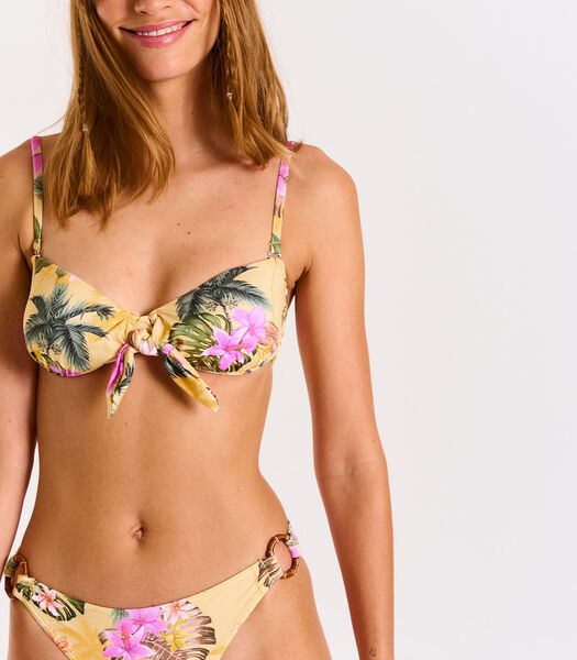 Geel bikinibroekje met bloem- en palmboomprint Vaiva LIMETROPIC