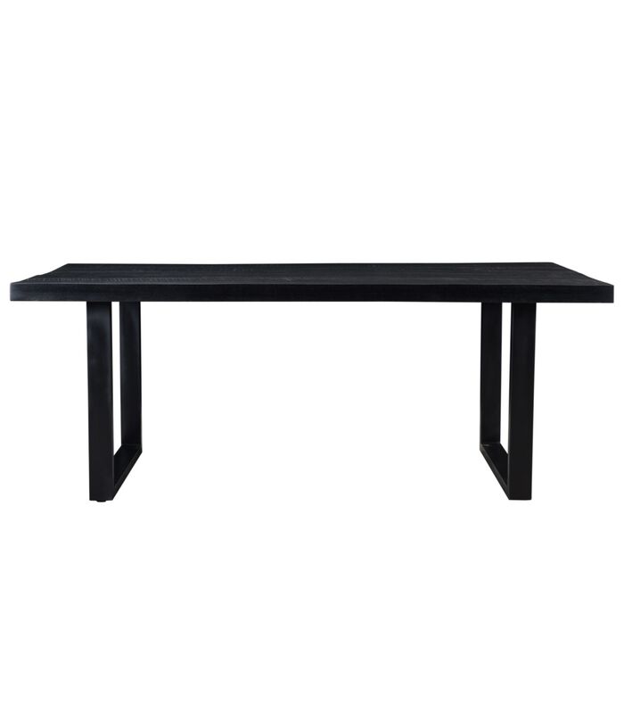 Black Omerta - Table de salle à manger - mangue - noir - rectangulaire - 180x100 cm - pied en U en acier - laqué noir image number 2