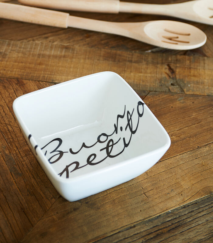 Bol en porcelaine, plat de service avec texte - Buon Appetito - Blanc image number 1
