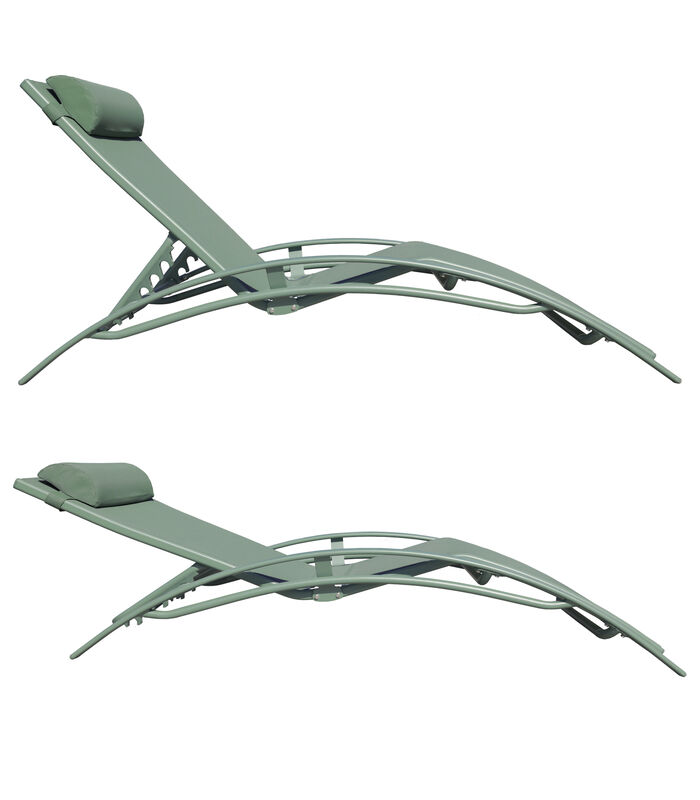Set van 2 GALAPAGOS ligstoelen in saliegroen textilene - saliegroen aluminium image number 2