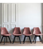 Set van 4 roze NORA fluwelen stoelen met kussen image number 1