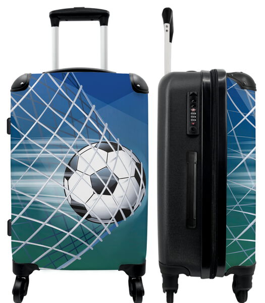 Handbagage Koffer met 4 wielen en TSA slot (Voetbal - Goal - Net - Scoren - Jongens)