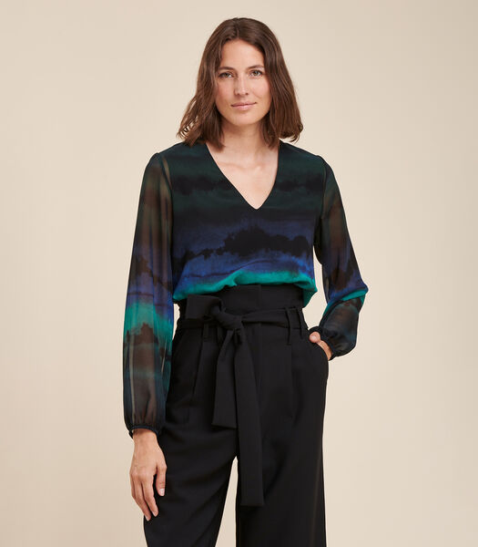 Top in Tie & Dye Polyester Voile