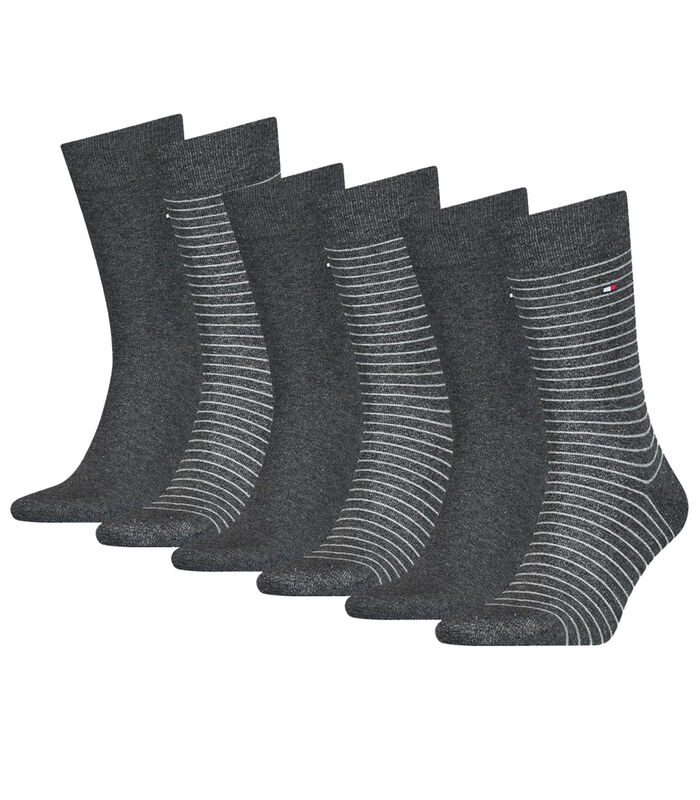 Chaussettes petites rayures (lot de 6) Anthracite image number 0
