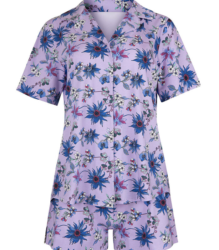 Pyjama short chemise manches courtes Flowers image number 4