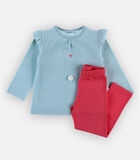 Fluwelen en jersey 2-delige pyjama, ros/aqua image number 0