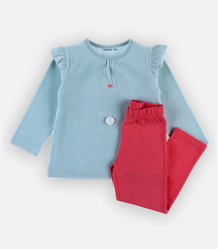 Fluwelen en jersey 2-delige pyjama, ros/aqua image number 0