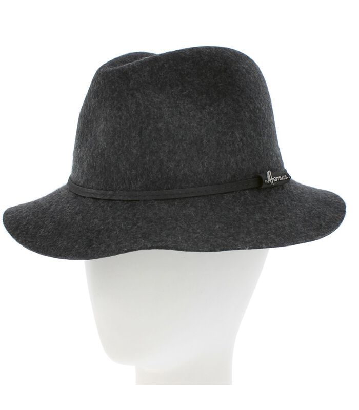 Effen wollen hoed met rechte rand en dunne riem MACSOFT image number 1