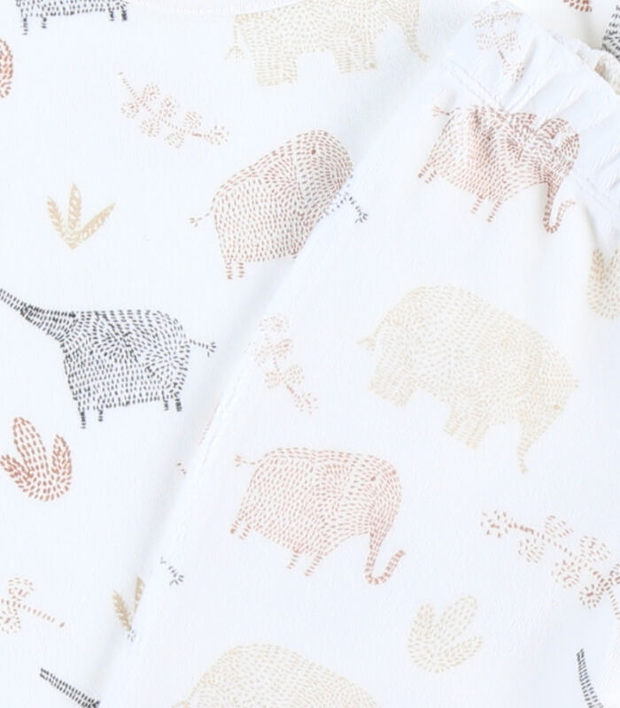Fluwelen 2-delige pyjama met olifantenprint, ecru/caramel image number 1