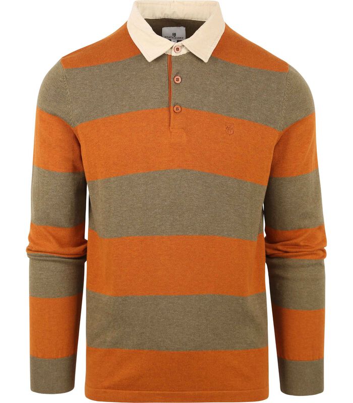 Polo à manches longues State Of Art Pique Stripes Orange image number 0