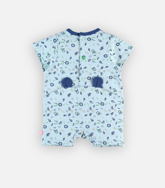 Bio katoenen romper pyjama met prints, lichtblauw
