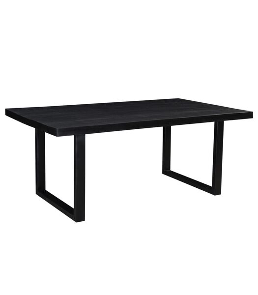 Black Omerta - Table de salle à manger - mangue - noir - rectangulaire - 240x100 cm - pied en U en acier - laqué noir