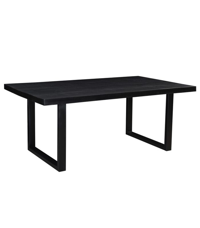 Black Omerta - Table de salle à manger - mangue - noir - rectangulaire - 180x100 cm - pied en U en acier - laqué noir image number 0