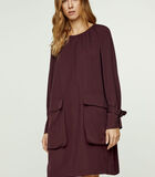 Bordeauxrode Tencel jurk met zakdetail image number 3