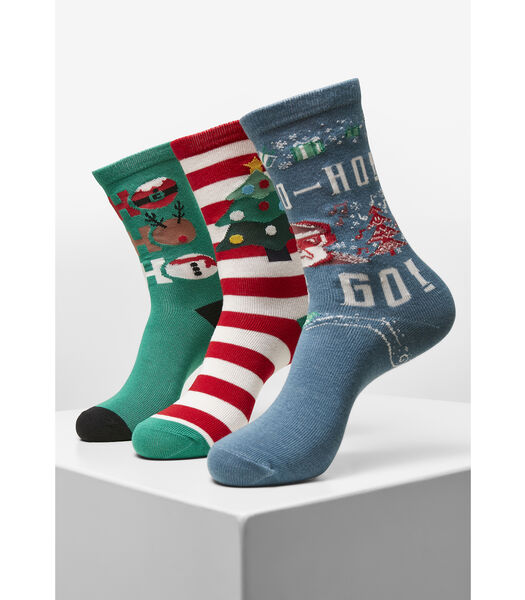 Set van 3 sokken Ho Ho Ho Christmas