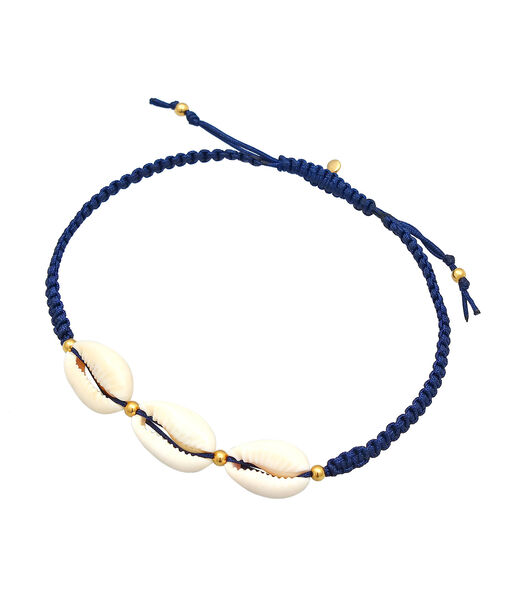 Bracelet De Cheville Femmes Kauri Shell Ocean Nylon Summer Ajustable En Argent Sterling 925 Plaqué Or
