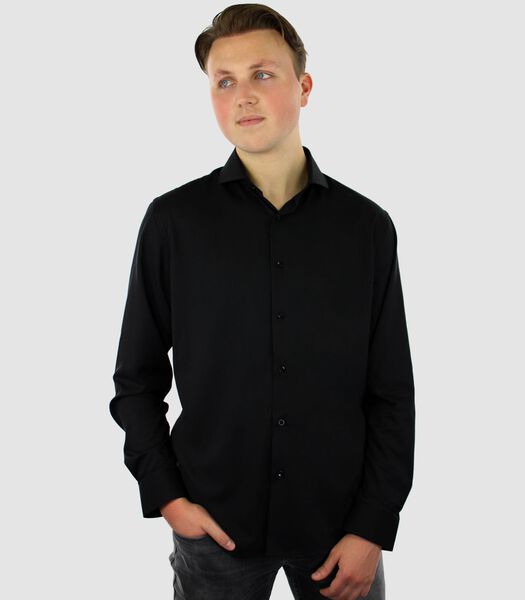 Strijkvrij Overhemd - Zwart - Regular Fit - Bamboe  - Heren