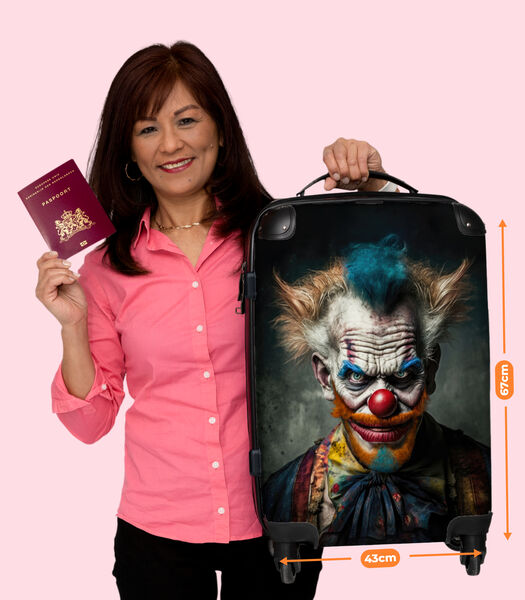 Bagage à main Valise avec 4 roues et serrure TSA (Clown - Portrait - Maquillage - Nez de clown - Vêtements)