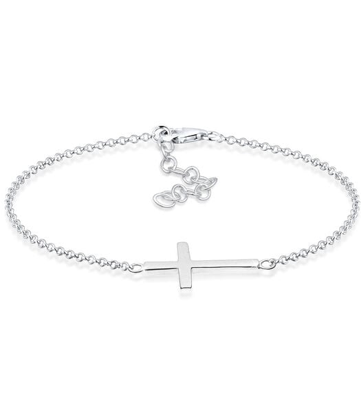 Bracelet Femmes Croix Foi En Argent Sterling 925 Plaqué Or Rose