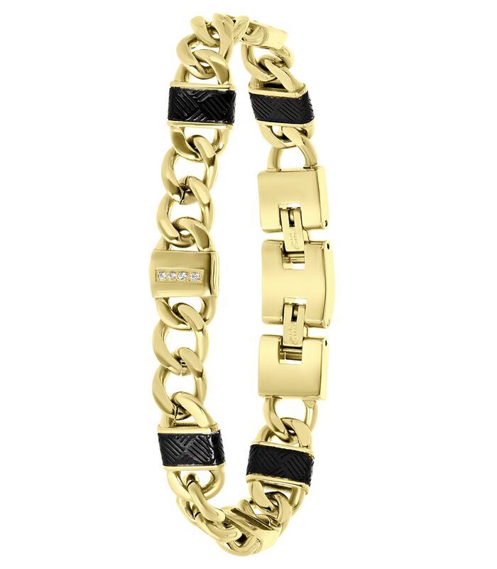 Bracelet pour homme en acier plaqué or avec lien gourmette image number 0