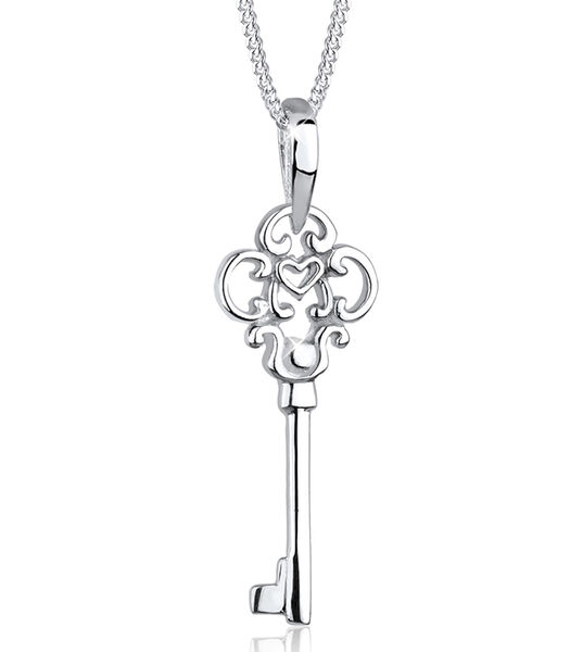 Collier Ornament Schlüssel Liebe 925 Sterling Silber