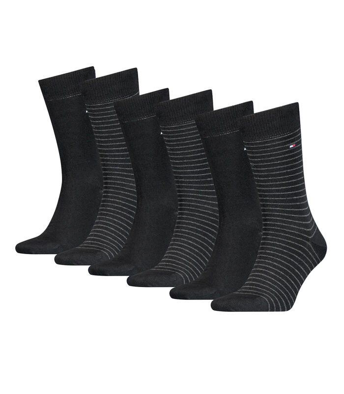 Small Stripe Sokken Heren 6-pack Zwart image number 0