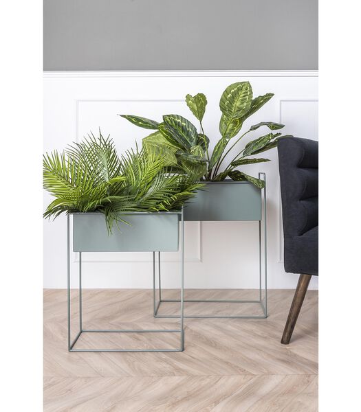 Plantenpot set Essence - IJzer Jungle Groen - Recht - 51x24x65cm & 43x19,5x55cm
