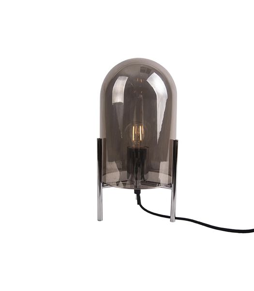Tafellamp Glas Bell - Grijs, Chroom frame - 30x16cm