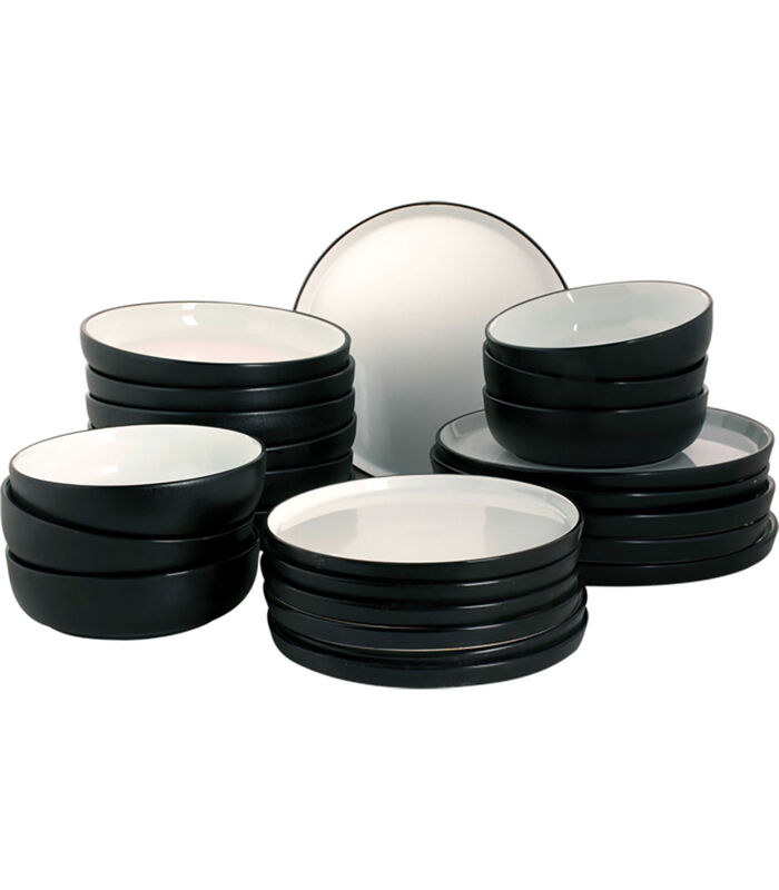 Service de vaisselle  Cosmic Porcelain 6 personnes 24 pièces Blanc Noir image number 0