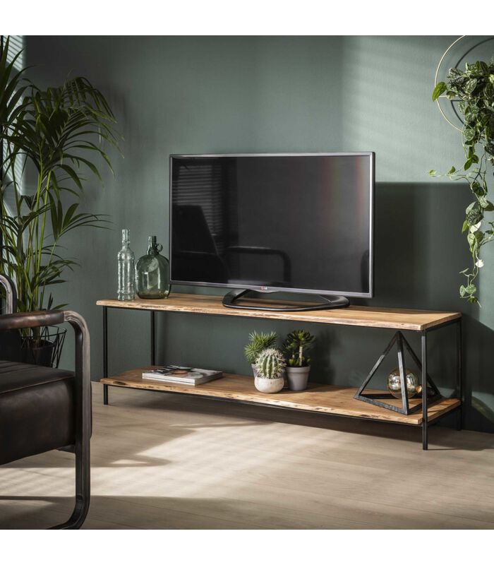 Metal frame - TV-meubel - massief acacia - naturel image number 1