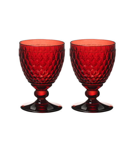 Rode wijnglas red, Set 2dlg Boston coloured