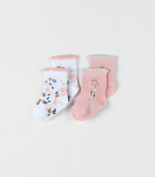 Set de 2 paires de chaussettes en tricot, blush/écru