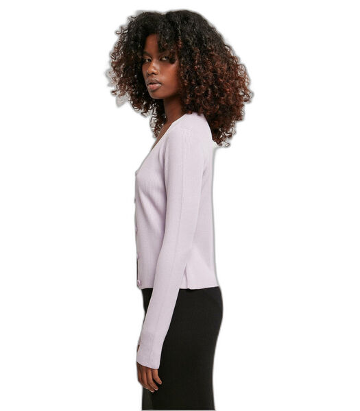 Cardigan court en tricot côtelé femme