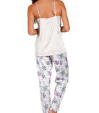 Pyjama satijnen broek hemdje Romantic ivoor image number 1