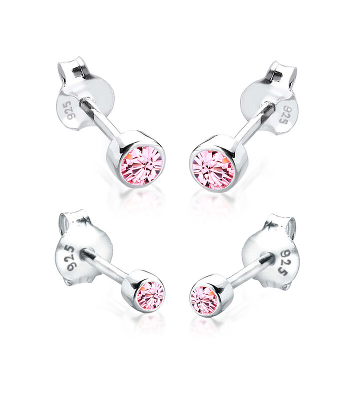 Boucles D'oreilles Femmes Clous D'oreilles Basique Set De 2 Avec Cristal En Argent Sterling 925 image number 0