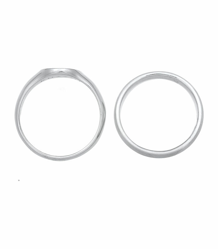 Ring Heren Zegelring Ring Set Basic Minimal Trend In 925 Sterling Zilver image number 3