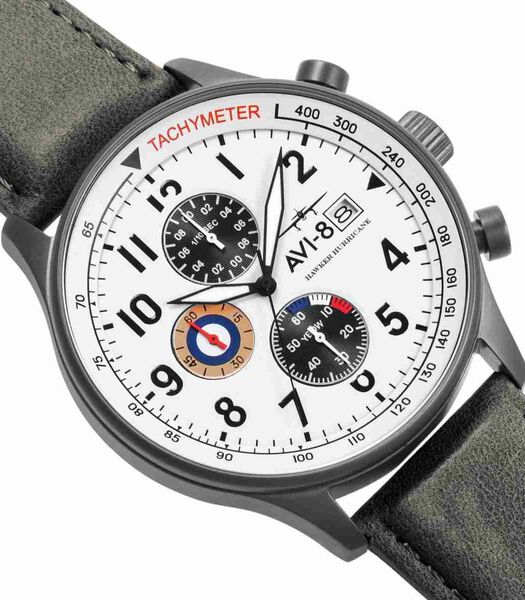 Japans quartz chronograaf horloge voor heren - Lederen band - Datum - Hawker Hurricane