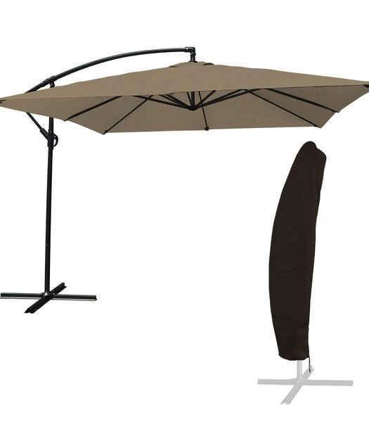 Offset paraplu MOLOKAI vierkant 2,7x2,7m taupe + hoes