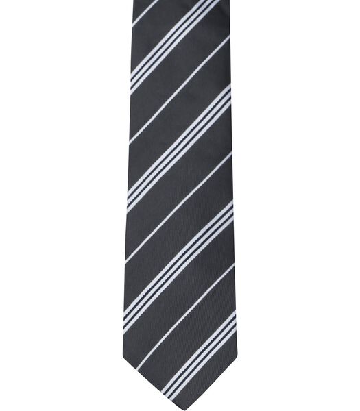 Suitable Cravate Soie Anthracite Rayé
