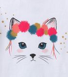 T-shirt met korte mouwen en kittenprint image number 2