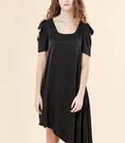 Asymmetrische zwarte jurk VIRGWOOLF in jacquard image number 2