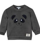 Sweater met ronde hals in fleece met panda-opdruk image number 0