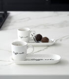 Kop-en schotel, koffiemok met tekst - Caffè Solo - Wit - 85 ml image number 3
